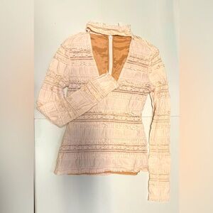 Cinq à Sept Cecile Lace Choker V Neck Blouse | Sz XS